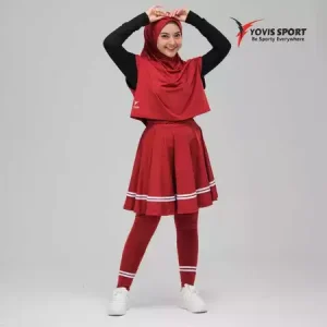 Stelan Baju Olahraga Hijab - Outer Hijab Instan dan celana Rok leging Yovis Sport