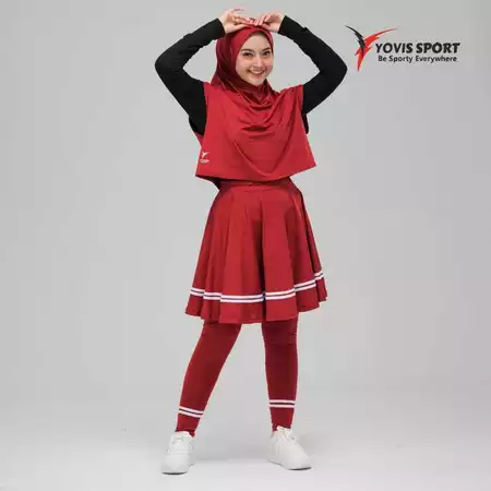 Stelan Baju Olahraga Hijab - Outer Hijab Instan dan celana Rok leging Yovis Sport