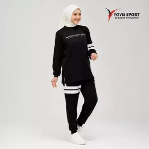 Setelan Jogger Strip Wanita