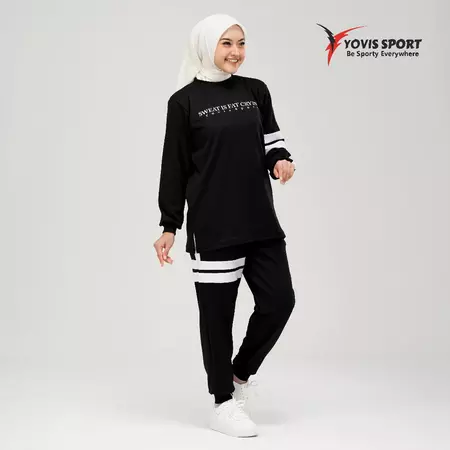 Setelan Jogger Strip Wanita